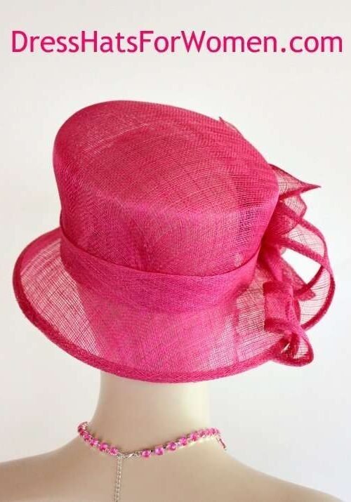 Hot Pink Sinamay Straw Wedding Church Spring Fashion Hat Millinery