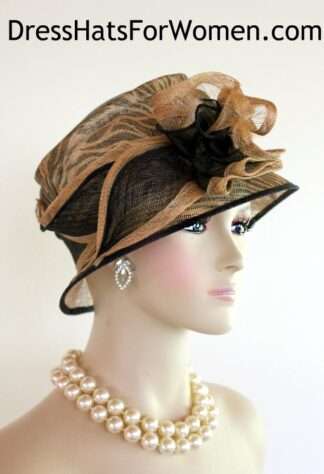 Woman's Animal Print Black Beige Brown Straw Spring Fashion Dress Hat