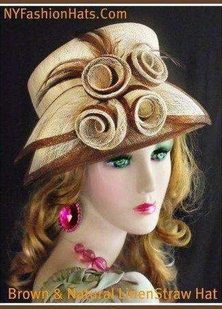 Ladies Stylish Ivory Brown Sinamay Straw Wedding Kentucky Derby Hat