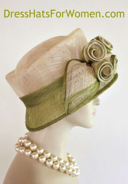 Laide Ivory Beige Olive Green Fashion Sinmay Straw Dress Hat