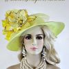 Ladies Formal Yellow Gold Wide Brim Church Derby Bridal Hat Millinery