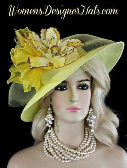 Dress Hats For Women, Kentucky Derby Hats, Hats For Horse Races, Haute Couture Fashion Hats, Formal Wedding Hats, Bridal Headpiece, Cocktail Hats, Mother Of The Bride Hats, Sinamay Straw Hats, Large Big Brim Hats, Hats For Horse Races, Church Sabbath Hats, Satin Hats, Pillbox Veil Hat, Women's Designer Yellow Gold Special Occasion Wedding Church Hat