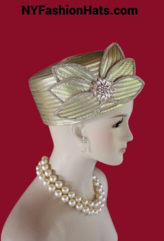 Ladies Metallic Gold Pillbox Formal Hat
