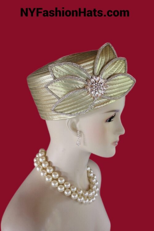 Ladies Metallic Gold Rhinestone Wedding Bridal Pillbox  display picture 1
